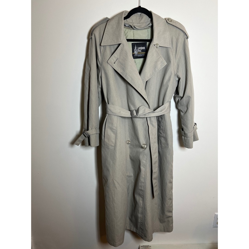 London Fog Vintage Trench Coat Tan Khaki Removable Liner Belted Women 6 Reg